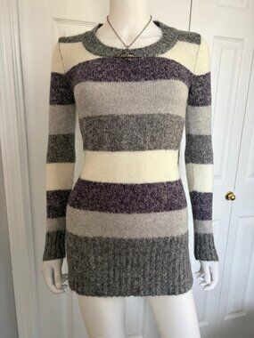 cute y2k striped long knit sweater top